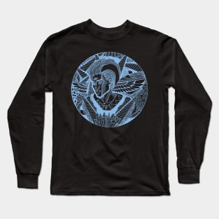 Light Blue Wise Afro King Long Sleeve T-Shirt